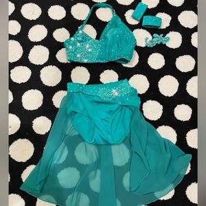 Two piece custom lyrical costume with Swarovski Stones and pearls